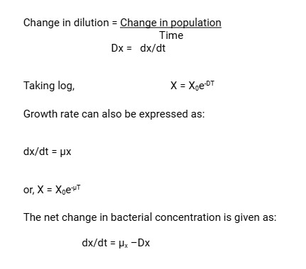 The relation between growth rate substrate dilution rate during continuous culture